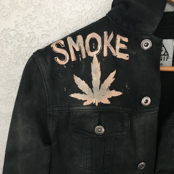 UNIF Distressed No Hope Black Denim Jacket XS - Picture 3 of 7